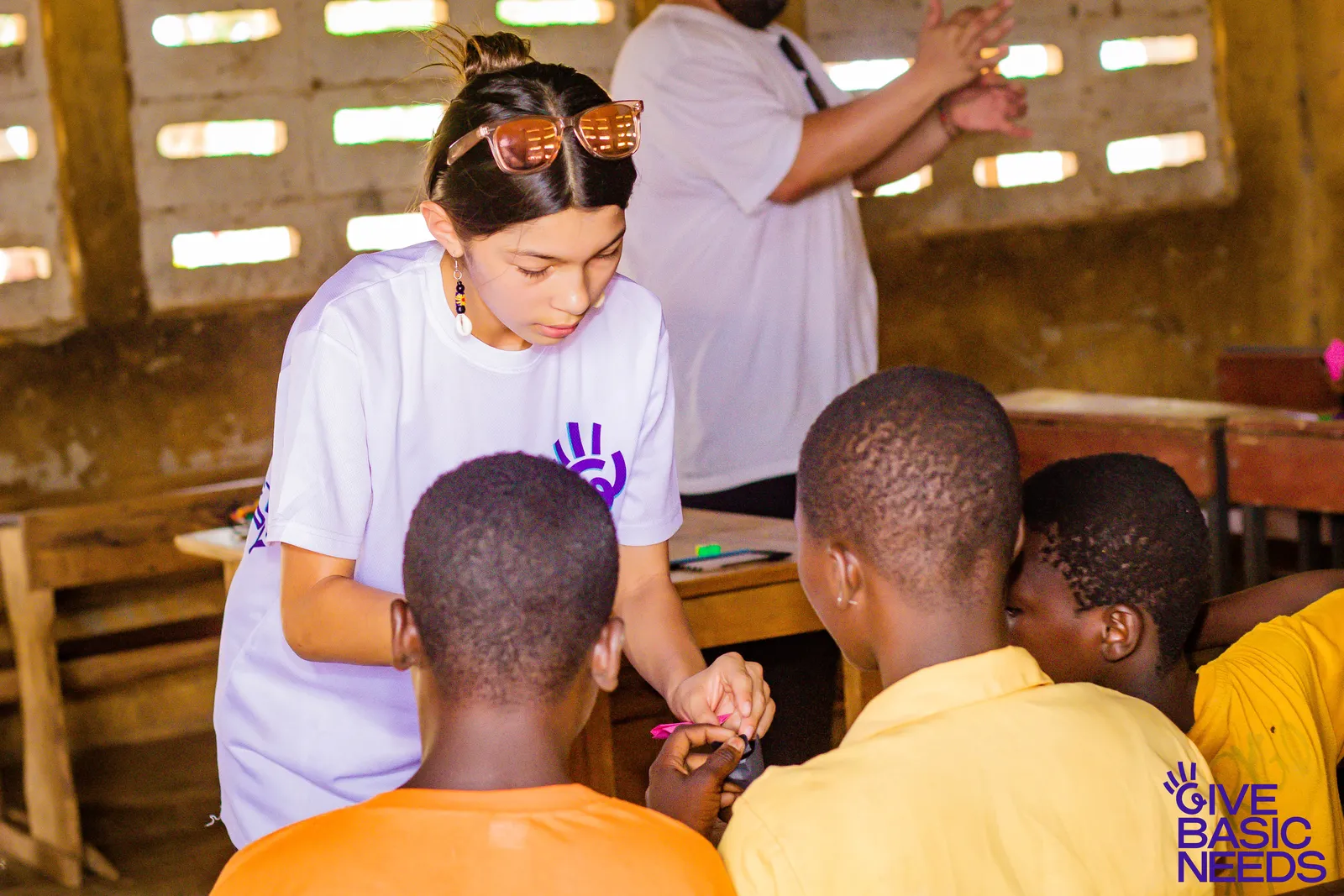 Volunteering with students in a Ghana classroom