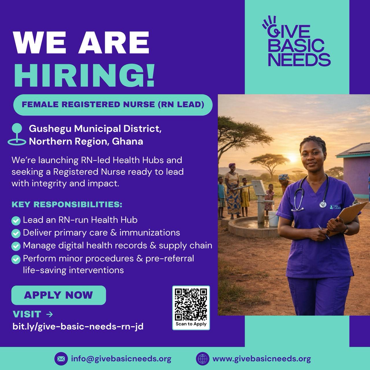 Now Hiring: Rural Health Hub Manager (RN Lead) – Gushegu Municipality, Northern Ghana